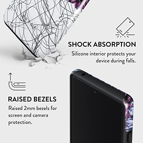 BURGA Phone Case Compatible with Google Pixel 6 PRO - Hybrid 2-Layer Hard Shell + Silicone Protective Case -Dazzling Purple Dahlia Floral Print Pattern Doodle - Scratch-Resistant Shockproof Cover