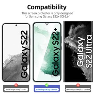 NEW'C [3 Pack] Designed for Samsung Galaxy S22 Plus / S22 + Screen Protector Tempered Glass, Case Friendly Ultra Resistant