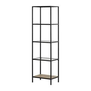 south shore city life 4-shelf narrow bookcase, pure black