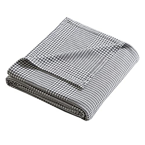 Kenneth Cole New York - Queen Blanket, Lightweight Cotton Home Bedding, Cozy Blanket for All Seasons (Houndstooth Grey/White, Queen)