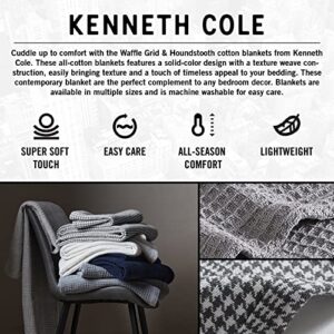 Kenneth Cole New York - Queen Blanket, Lightweight Cotton Home Bedding, Cozy Blanket for All Seasons (Houndstooth Grey/White, Queen)