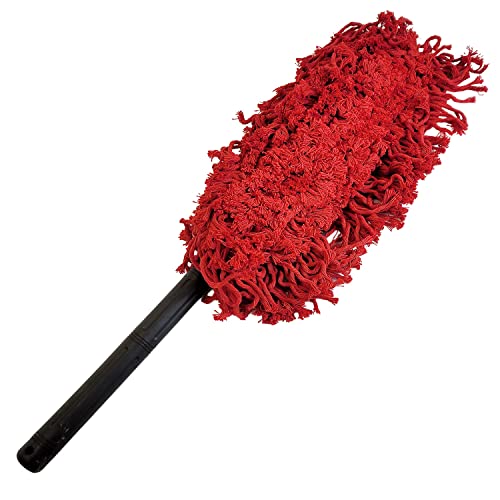 Deluxe Car Duster Large California Style Red Cotton Mop Head Poly Handle