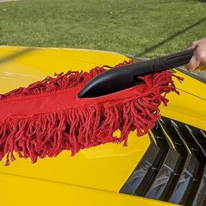Deluxe Car Duster Large California Style Red Cotton Mop Head Poly Handle