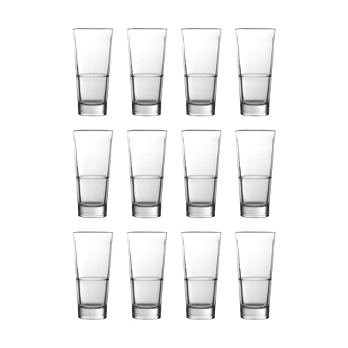 Fortessa Basics Elixir Everyday 12 Pack Set Glassware Kitchen and Barware Great for: Beer, Cocktails, Water, Juice, Iced Tea, Soft Drinks., Cooler Glass, 16 Ounce