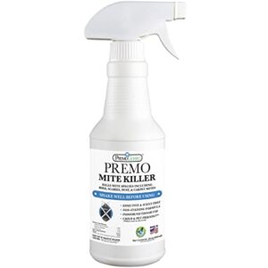 mite killer spray by premo guard 32 oz – treatment for dust spider bird rat mouse carpet and scabies mites – fast acting 100% effective – child & pet safe – best natural extended protection