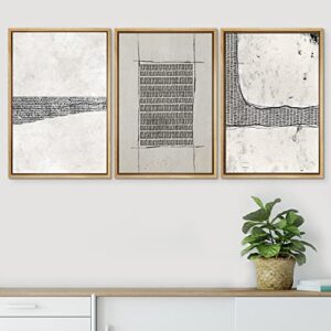 SIGNWIN Framed Canvas Print Wall Art Set Black White Industrial Line Pattern Abstract Shapes Drawings Modern Art Decorative Contemporary Minimal for Living Room, Bedroom, Office - 24"x36"x3 Natural