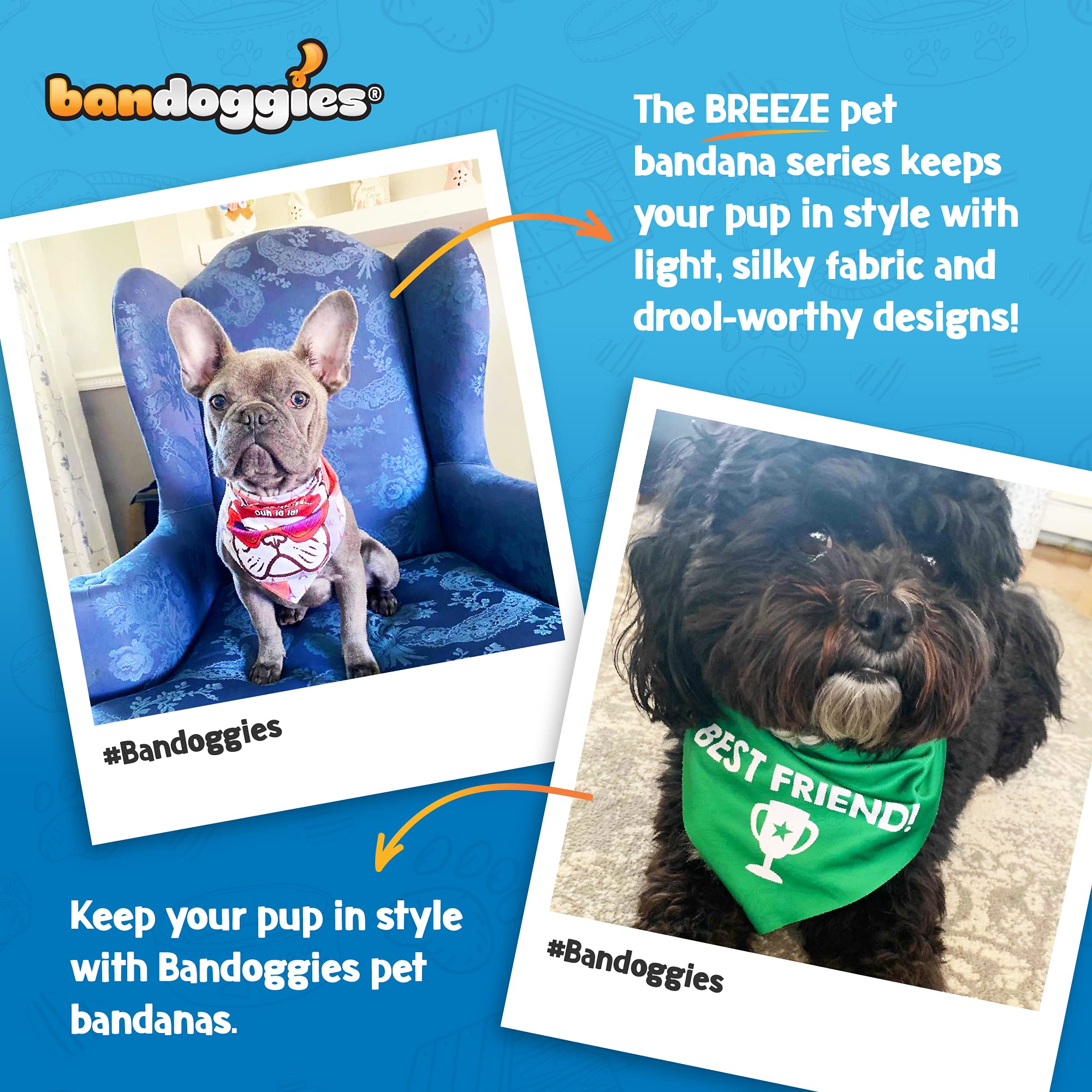 Bandoggies Breeze Pet Bandana, Plush Special-Occasion Bandanas, Cute Dog Accessories and Apparel, Unique Gifts for Dogs and Pet Owners (Small, Passover)