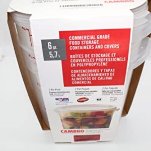 Studderz Cambro Commercial Grade Food Storage Containers (2) with Lids - 6qt Bundle, Red (6QT2PK)