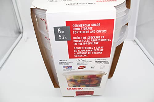 Studderz Cambro Commercial Grade Food Storage Containers (2) with Lids - 6qt Bundle, Red (6QT2PK)