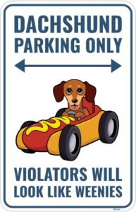 venicor dachshund sign decor - 9 x 14 inches - aluminum - weiner dog dachshund gifts for women stickers stuff