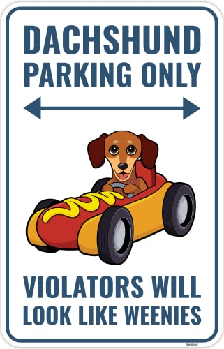 Venicor Dachshund Sign Decor - 9 x 14 Inches - Aluminum - Weiner Dog Dachshund Gifts for Women Stickers Stuff