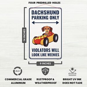 Venicor Dachshund Sign Decor - 9 x 14 Inches - Aluminum - Weiner Dog Dachshund Gifts for Women Stickers Stuff