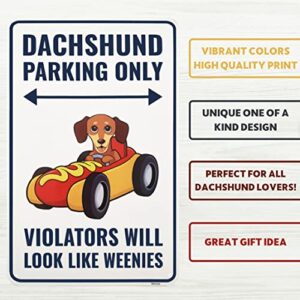 Venicor Dachshund Sign Decor - 9 x 14 Inches - Aluminum - Weiner Dog Dachshund Gifts for Women Stickers Stuff