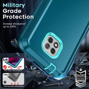 LeYi for Moto G Power 2021 Case: Moto G Power Case 2021with [2 Pack] Screen Protector, 3 in 1 Full Body Shockproof Rubber Dustproof Rugged Defender Protection Case Moto G Power, Teal Blue