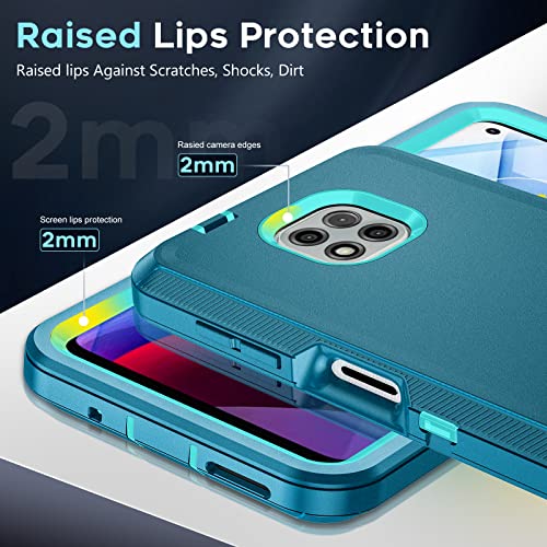 LeYi for Moto G Power 2021 Case: Moto G Power Case 2021with [2 Pack] Screen Protector, 3 in 1 Full Body Shockproof Rubber Dustproof Rugged Defender Protection Case Moto G Power, Teal Blue