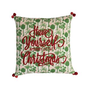 creative co-op square "have yourself a merry little christmas" embroidered pillow