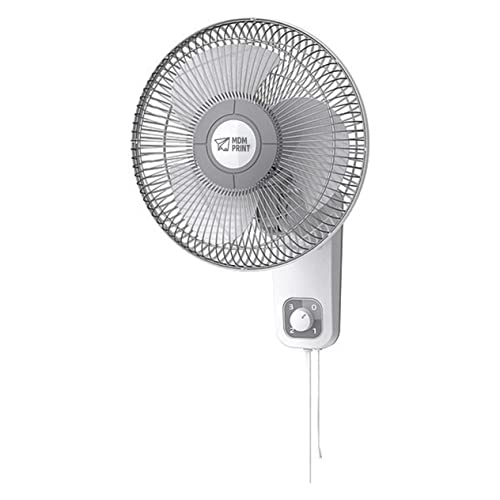 MDMprint 12" Wall Mount Fan, Oscillating, 3 Speeds, 120VAC, White