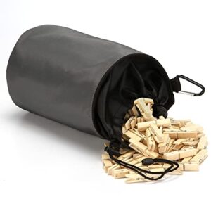 yochea clothespin holder bag outdoor,water-resistant peg basket with hanger/drawstring closure (grey)