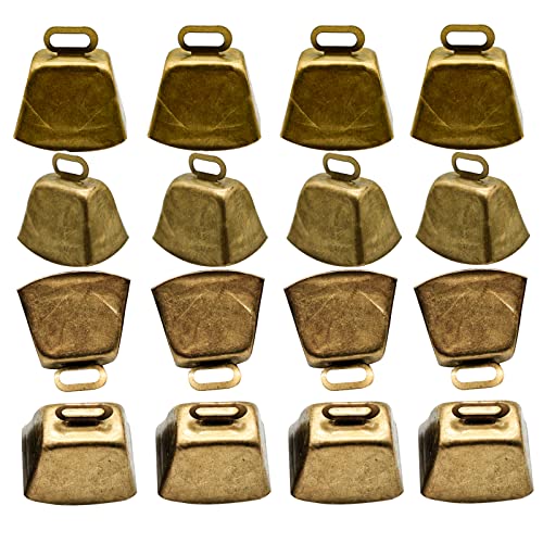 Pinenjoy 17Pcs 1.57inch Small Brass Bell Copper Grazing Bells Farm Animal Loud Bronze Bell Long Distancec Cow Horse Goat Dog Cattle Sheep Anti-Theft Collar Metal Accessories