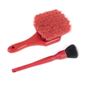 brushdepot car detailing brush set(2 brushes), car wash brush kit for car cleaning and detailing (red)…