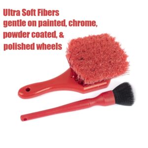 brushdepot Car Detailing Brush Set(2 Brushes), Car Wash Brush kit for car Cleaning and Detailing (Red)…