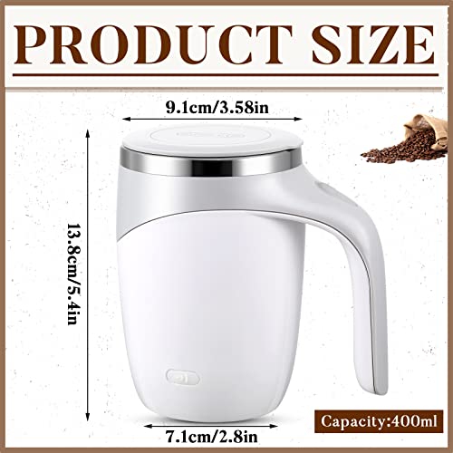 Self Stirring Coffee Mug 2 Pieces Rotating Home Office Travel Stirring Mug Automatic Magnetic Mug Stirring Coffee Mug Self Stirring Stainless Steel Mug Christmas Gift Birthday Gift (White, Coffee)