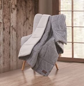 mossy oak - nativ living corduroy, nature inspired corduroy knit throw blanket - charcoal gray, 50 x 60
