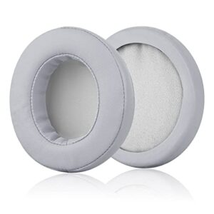 JECOBB Replacement Ear Cushion Cover with Protein Leather & Memory Foam for Razer Kraken X, Kraken X Ultralight, Kraken X Lite Headphone ONLY – Oval ( Grey )