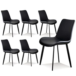 ironalita dining chairs, modern chairs set of 6 black chairs, faux leather chairs with metal leg, comfortable kitchen chairs for dining room living room kitchen bedroom cafe bistro restaurant
