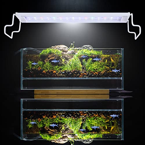 LAQUAL LED Aquarium Light (for 16-24in Fish Tank), Waterproof Fish Tank Light, 3 Modes (Best-Vision-Mode, Night-Mode, Plant-Mode), 5 Brightness & 3 Time Settings, Extendable Brackets, 11W, UL Approved