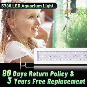 LAQUAL LED Aquarium Light (for 16-24in Fish Tank), Waterproof Fish Tank Light, 3 Modes (Best-Vision-Mode, Night-Mode, Plant-Mode), 5 Brightness & 3 Time Settings, Extendable Brackets, 11W, UL Approved