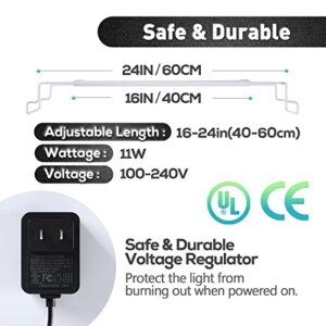 LAQUAL LED Aquarium Light (for 16-24in Fish Tank), Waterproof Fish Tank Light, 3 Modes (Best-Vision-Mode, Night-Mode, Plant-Mode), 5 Brightness & 3 Time Settings, Extendable Brackets, 11W, UL Approved