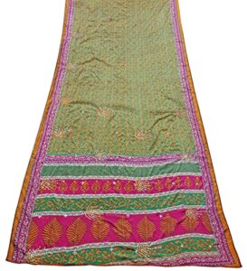 peegli women's vintage orange floral saree indian fabric diy crepe silk 5 yards sari