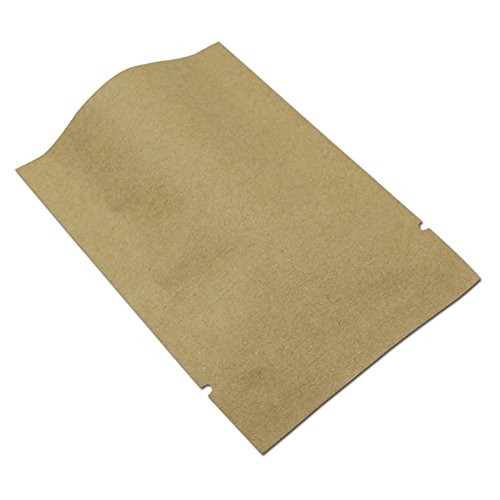 100 Pieces 2.4x3.5 inch (Inside Size 2x3.1 inch) Inner Mylar Foil Open Top Sealable 5.5mil Kraft Paper Bags Aluminum Foil Vacuum Heat Seal Pouches for Food Storage Bag Candy Packaging with Tear Notches