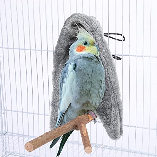 Filhome Comfort Corner Fleece Bird Blanket Parrot Cage Snuggle Hut Warm Bird Nest House Bed Hanging Hammock Toy for Parakeet Cockatiel Pigeon Small Animals Shelter Plush Bedding(Size M)