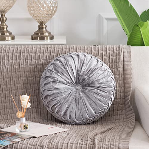 Vivianbuy Round Throw Pillow for Couch Decorative 3D Pumpkin Velvet Round Floor Pillow Cushion for Home Bed and Car Decor(Gold)