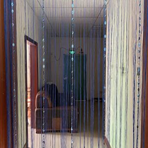 ZiDeTang Beaded Door Curtain Tassel Room Divider (39.30" x 78.50", Dark Blue)