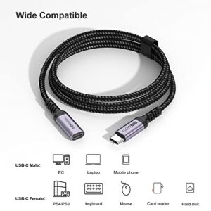 DteeDck USB C Extension Cable 6.6ft, USB C to USB C Male to Female, Type C Extender Cord USB3.1 Gen2 100W Fast Charging 10Gbps Transfer Compatibility with Laptop Tablet Mobile Phone