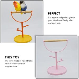 Ipetboom Wooden Toys Wooden Parrot Perches Stand Platform: 2Pcs Bird Playground Parrot Playstand Bird Hanging Swing Toy Parrot Bite Play Toy Birds Cage Accessories Desktop Toys Chew Toys