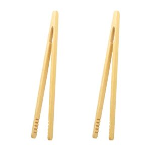 nutjam bamboo toast tongs,2 pack long toaster tongs, reusable heat resistant kitchen tongs