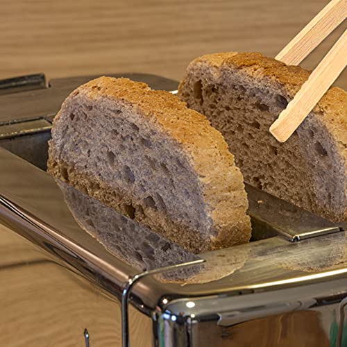 NUTJAM Bamboo Toast Tongs,2 Pack Long Toaster Tongs, Reusable Heat Resistant Kitchen Tongs