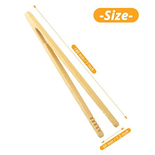 NUTJAM Bamboo Toast Tongs,2 Pack Long Toaster Tongs, Reusable Heat Resistant Kitchen Tongs