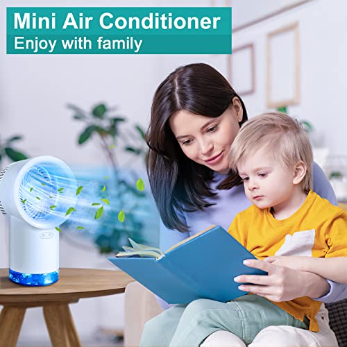 Portable Air Conditioner Fan with 3 Speeds, USB 3 in 1 Evaporative Air Cooler & Large Capacity Water Tank, Air Conditioner Fan for Room/Office/Outdoor