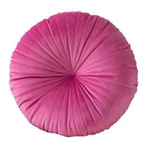 hlovme round pillow cushion for couch velvet decorative small throw pillow solid color for living room bed floor 15.7”, hot pink