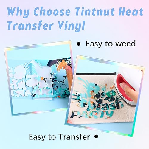 Tintnut Splash Heat Transfer Vinyl - 16 Sheets 10x12 Inch HTV Ink Watercolor Iron On Vinyl for T-Shirts Hats Clothes,for Cricut & Silhouette Cameo