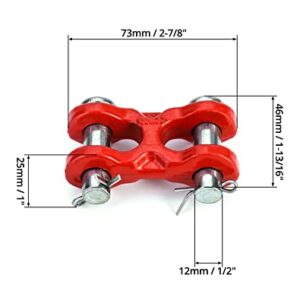 QWORK 3/8 Inches Twin Clevis Safety Chain Repair Links, 2 Pack Trailer Tie Down Links, Industrial Grade Heavy Duty Material - 6,600 LBS. Capacity