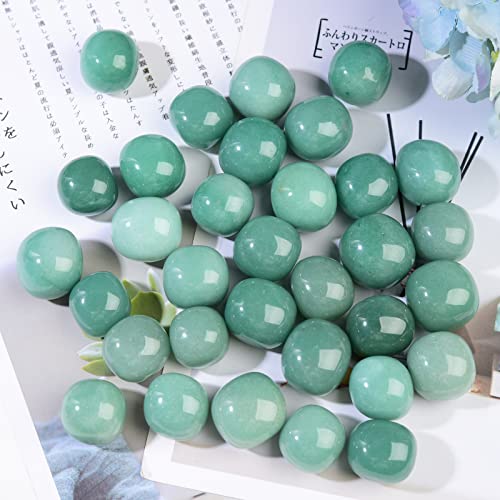 Ainuosen 1LB Natural Polished Tumble Crystals Stones,Decorative Glass Pebbles Marbles for vase Filler,Plant Rocks for pots Indoor,Aquarium Gravel for Fish Tank Decor(Green Aventurine 1-1.2in)