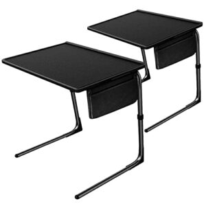totnz tv tray table, folding tv dinner table comfortable folding table with 3 tilt angle adjustments for eating snack food, stowaway laptop stand (2 pack)