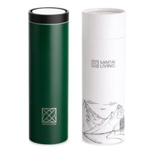 2022 santai living 1-click open vacuum-insulated travel mug - double walled stainless steel thermos flask 17oz (green)