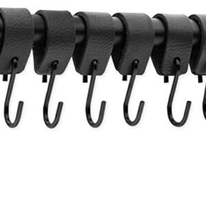 Brute Strength - Multifunctional Leather S-Hooks - Anthracite - 6 Pieces - S Shaped Hooks - Coat Hook - Leather Hooks - Leather s Hooks - Black s Hooks - Kitchen Hooks